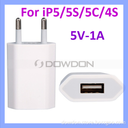 White USB Power Adapter Wall Charger for iPhone 5 5s Charger EU Plug